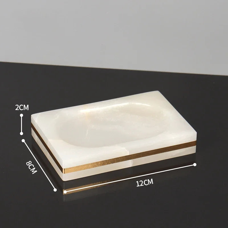 Natural Marble Bathroom Luxury Golden Soap Dispenser Toothbrush