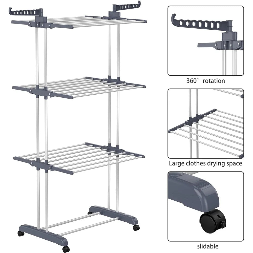 Large Clothes Airer Foldable Plastic Clothes Drying Rack