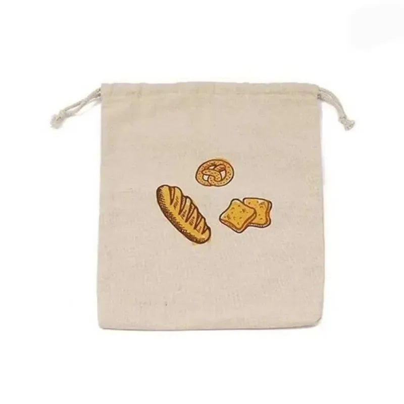 Linen Bread Bags Reusable Homemade Drawstring Loaf Bag