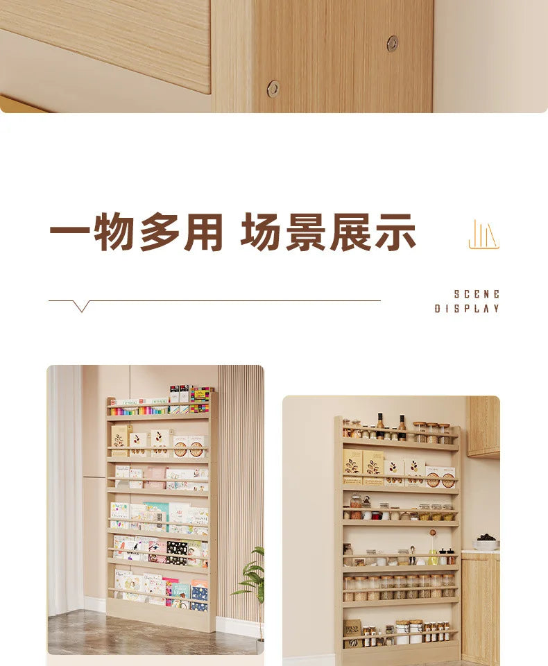 Corner Storage Rack Ultra-Thin Solid Wood Floor-Standing Bookcase