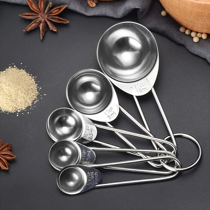 5pcs/Set Stainless Steel Measuring Cups Spoons Baking Scale