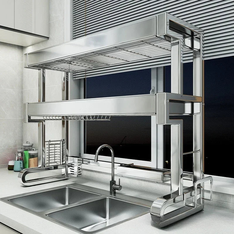 304 Stainless Steel Sink Storage Rack Layers Shelf