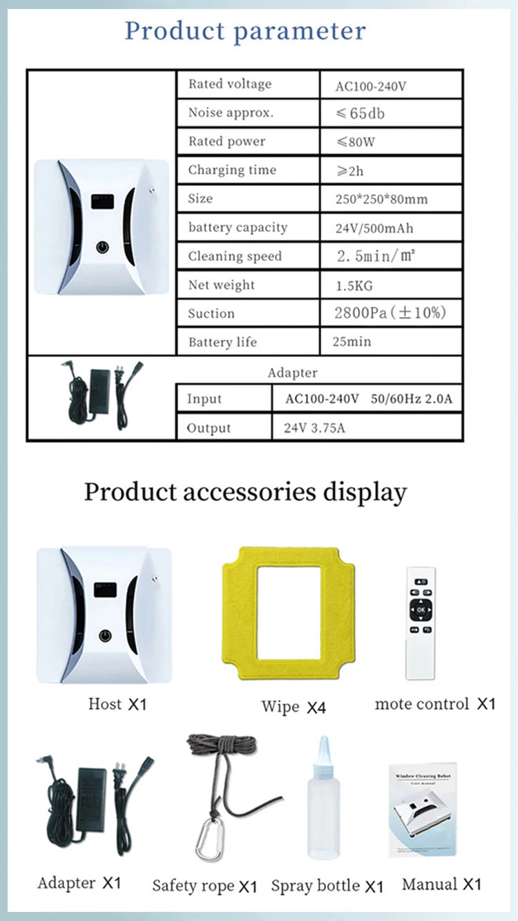 Clearance Robot Window Cleaner Fall Protection Remote Control