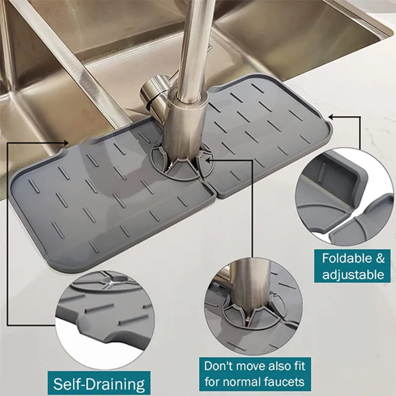 Faucet Absorbent Mat Silicon Sink Splash Guard Drain