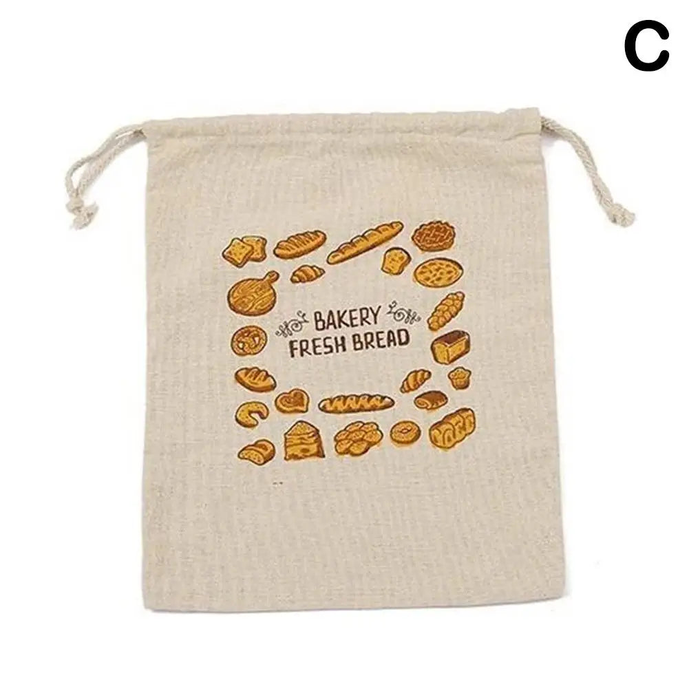 Linen Bread Bags Reusable Homemade Drawstring Loaf Bag