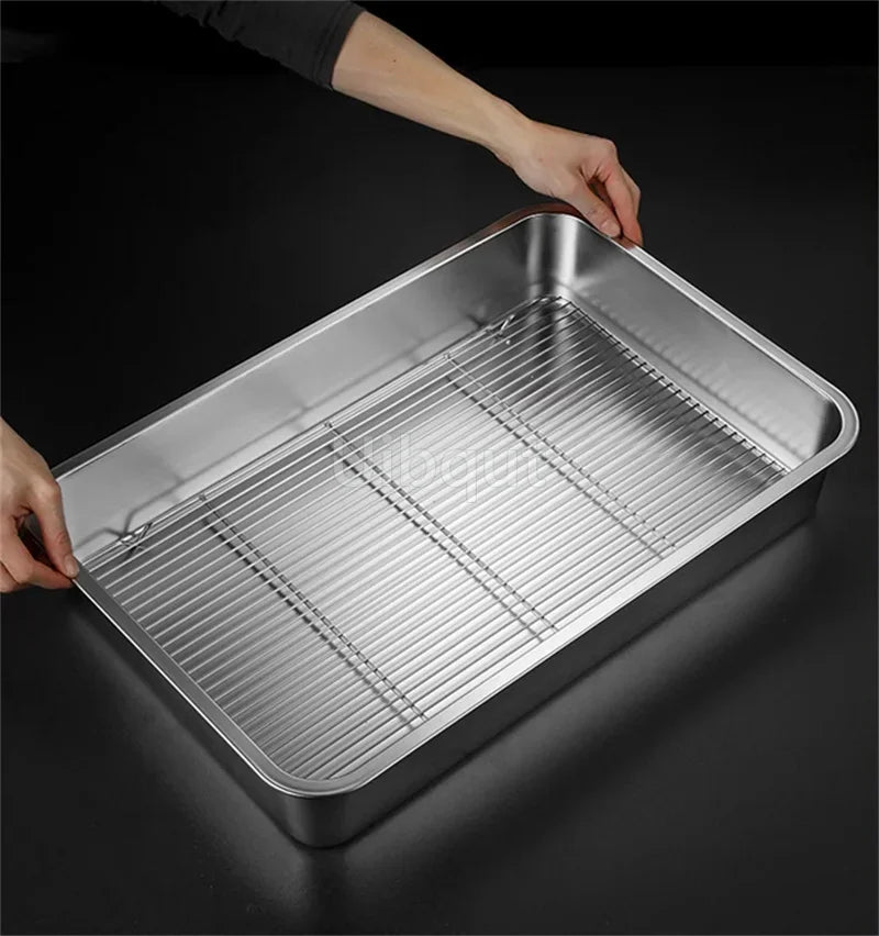 Thicken Stainless Steel Serving Tray Lid Rectangle Metal