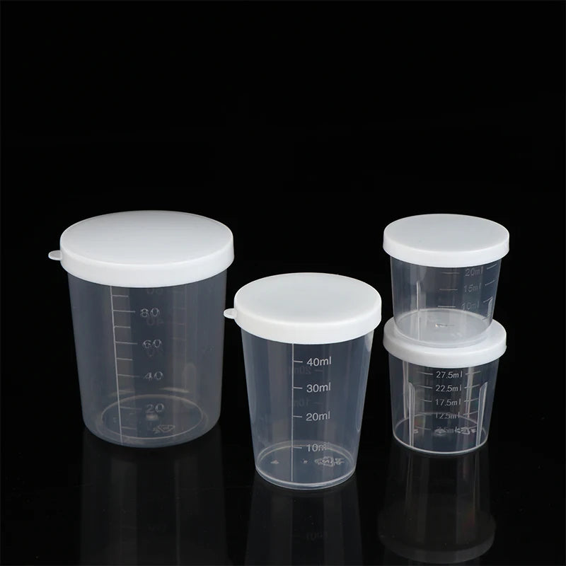 10pcs Clear Liquid Pill Measuring Cups Lids Travel