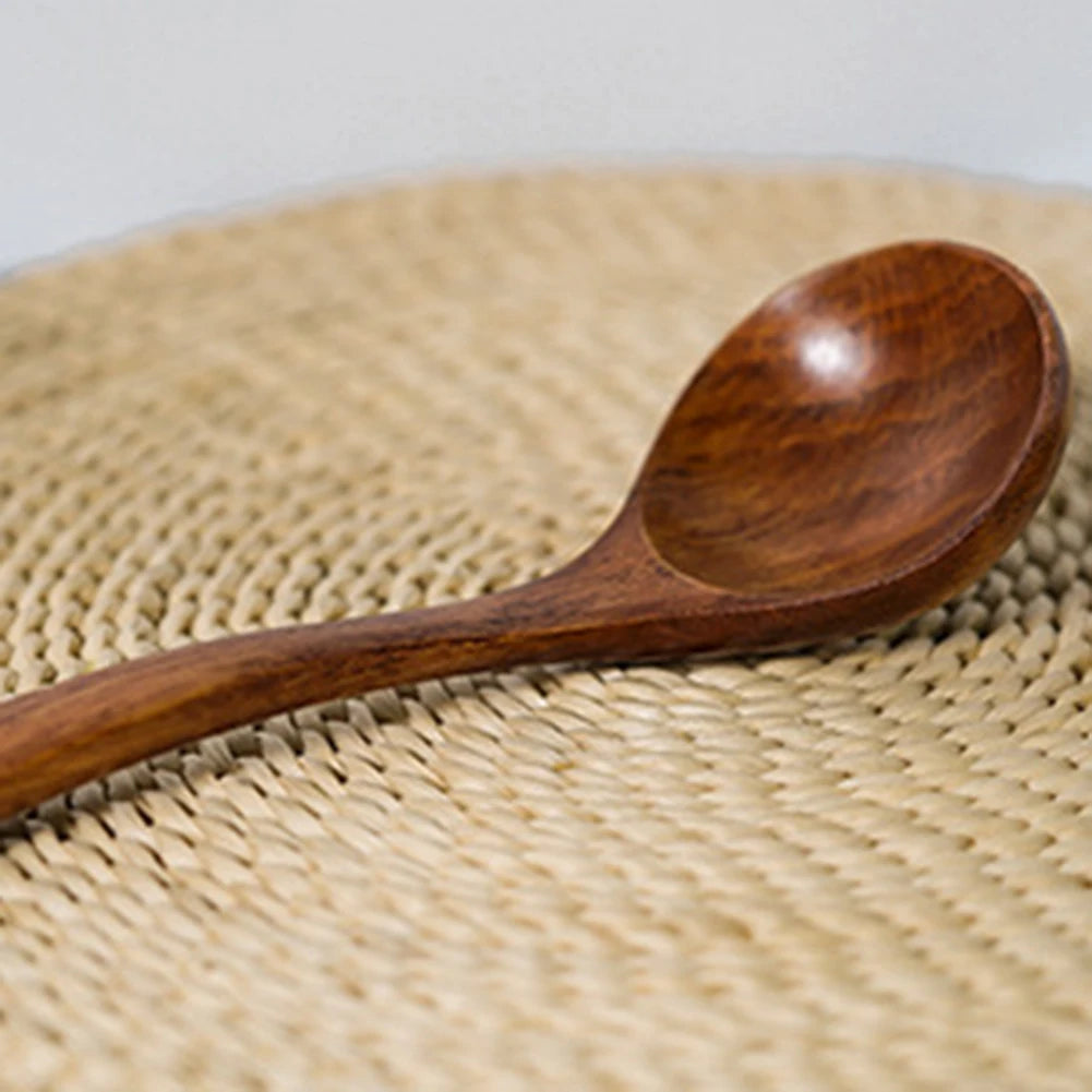 1pc Wooden Soup Spoon Long Handle Dessert Rice