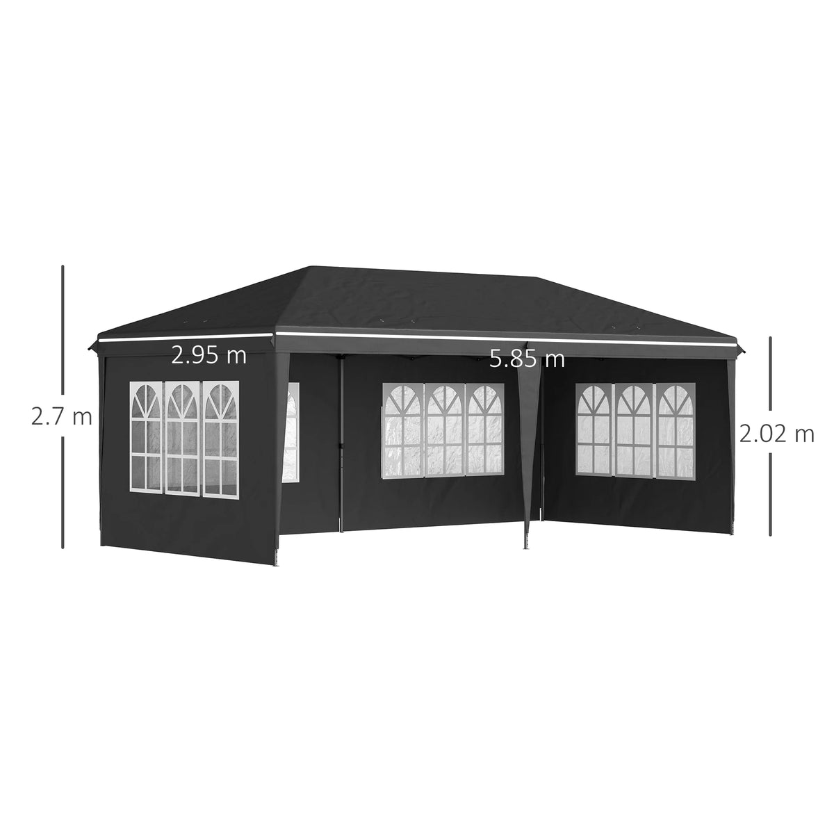 Outsunny 6m Garden Pop Up Gazebo Height Adjustable
