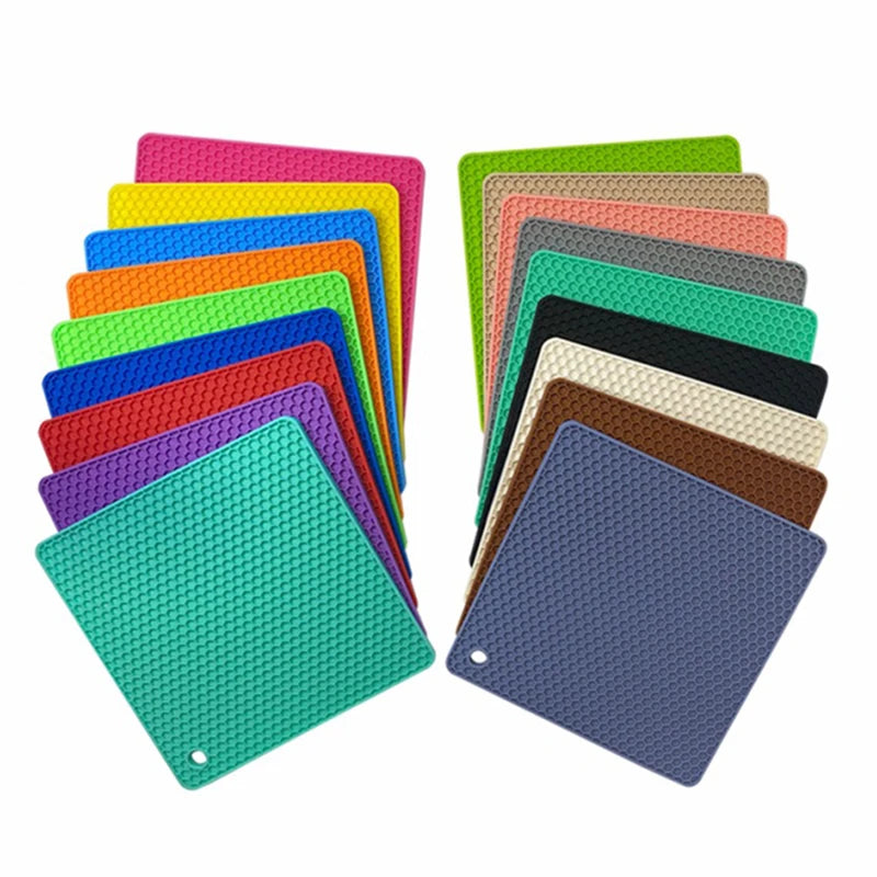18cm Square Silicone Mat Heat Resistant Potholder Dining