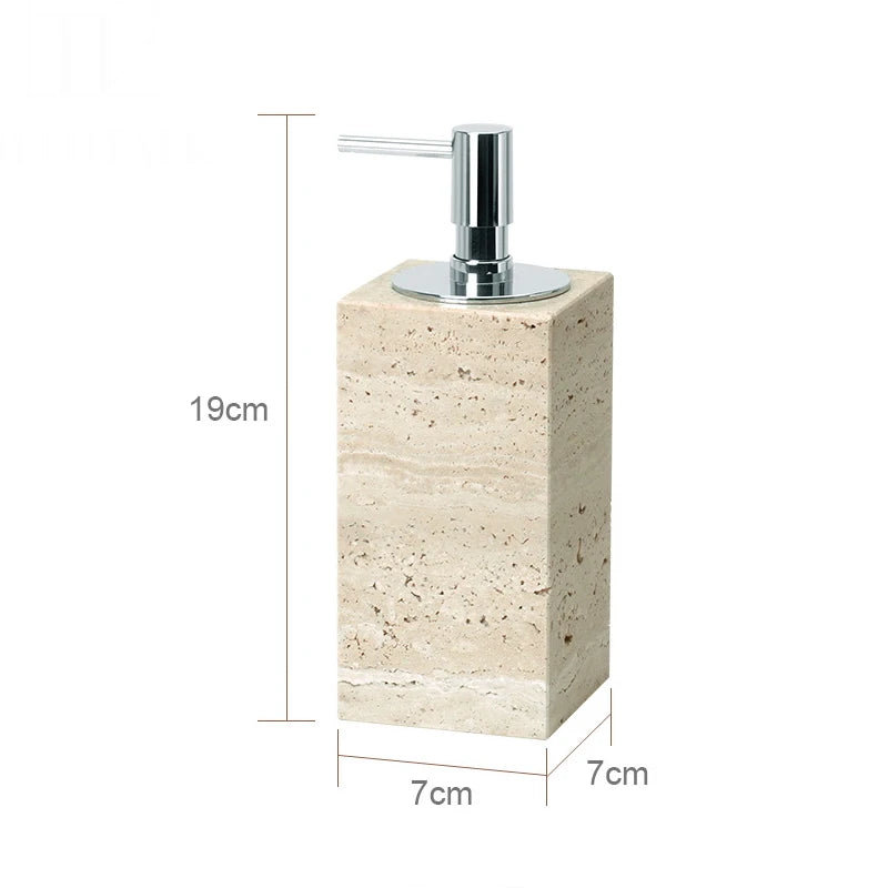 Beige Travertine Bathroom Natural Marble Soap Dispenser Soap