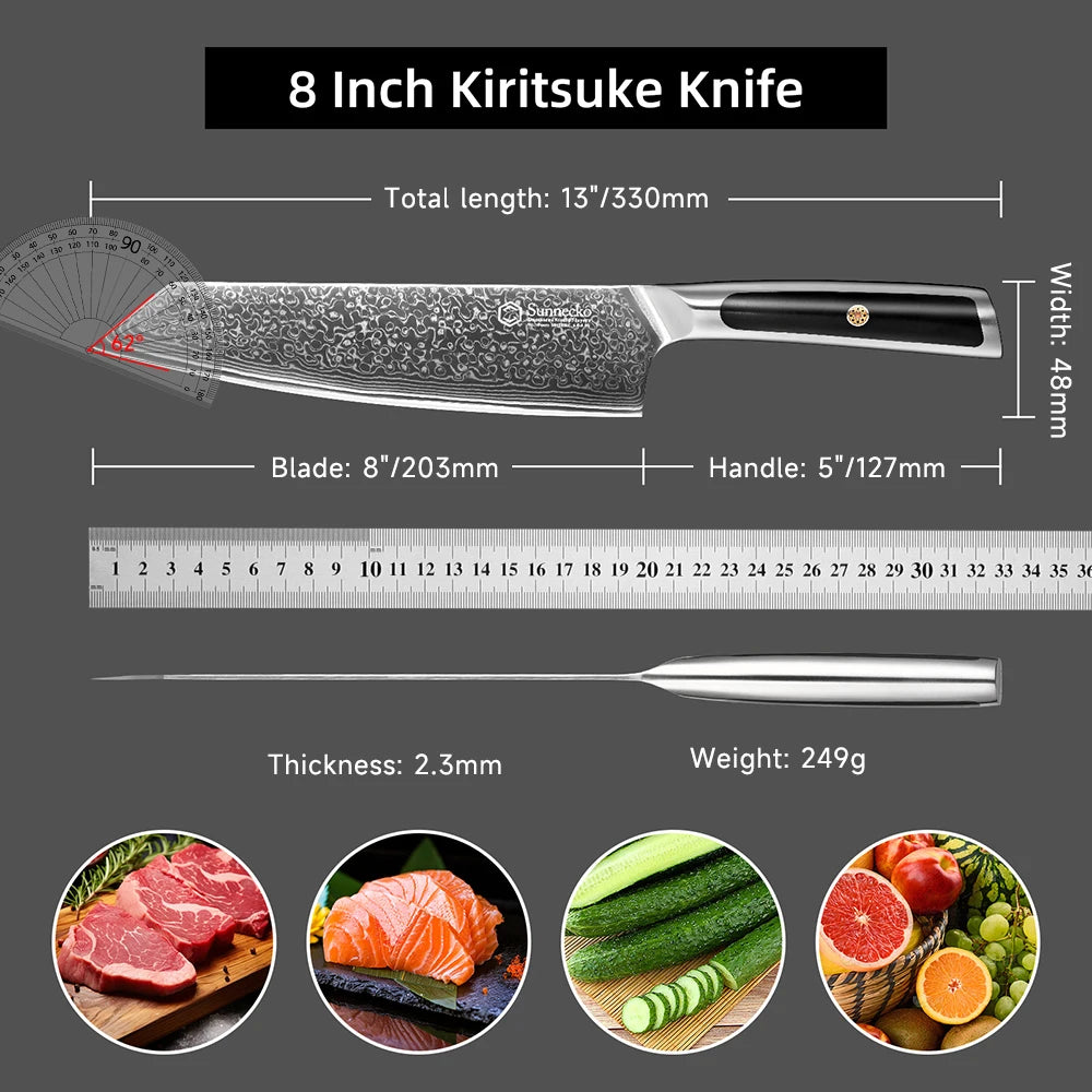 Sunnecko Damascus Inch Kiritsuke Knife Ultra Sharp Vg10