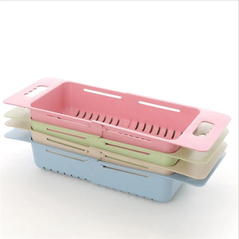 Adjustable Dish Drainer Sink Drain Basket Washing Vegetable