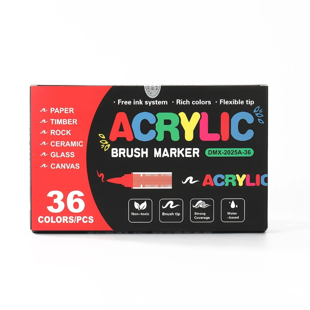 12-408 Colors Acrylic Paint Markers Flexible Brush Acrylic