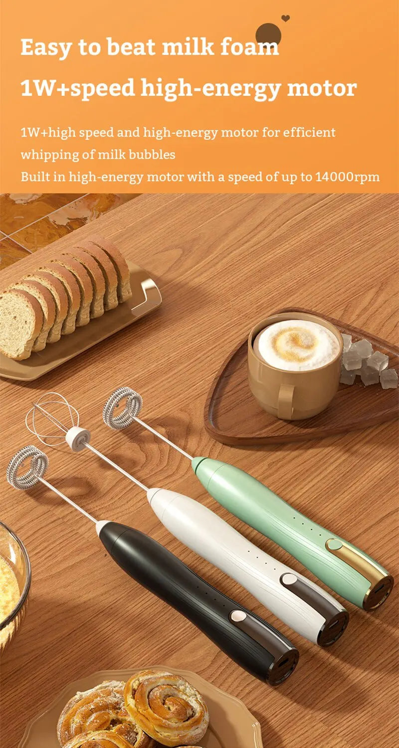 Mini Electric Milk Foamer Blender Wireless Coffee Whisk