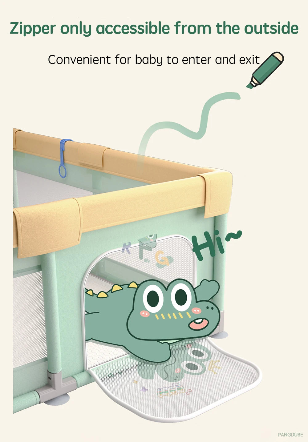 Pangdube Crocodile Baby Play Fence Storage Bag &