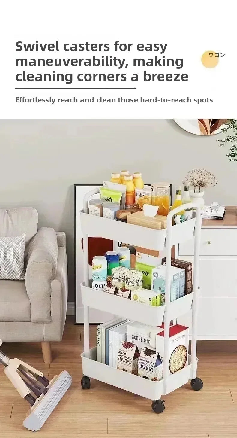 Tier Rolling Storage Cart Wheels Slim Organizer Fruit