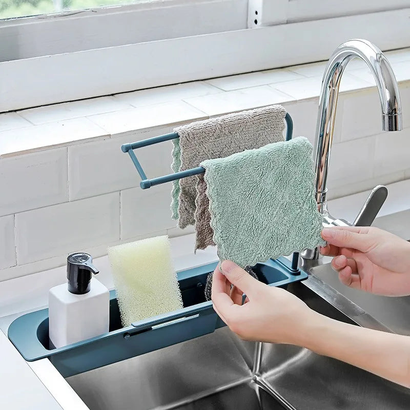 Telescopic Sink Shelf Drainer Rack Soap Sponge Holder