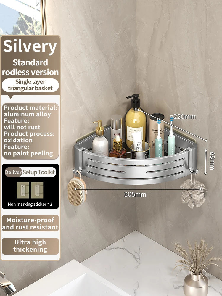 No Drill Sticker Walls Installation Aluminum Bathroom Shelf