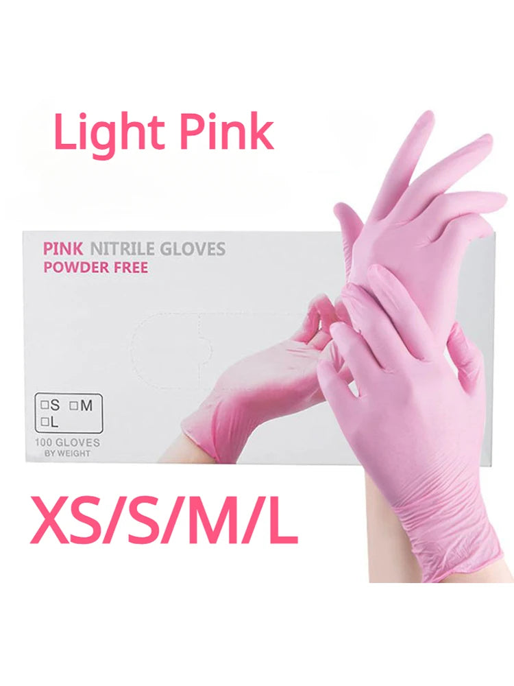 100/50/20pcs Light Pink Disposable Nitrile Gloves Light Pink