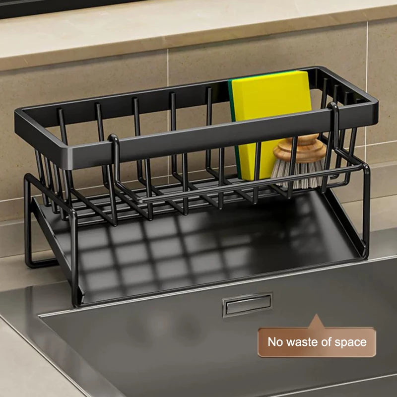 1pc Sponge Drainer Rack Stainless Organizer Bathroom Sink