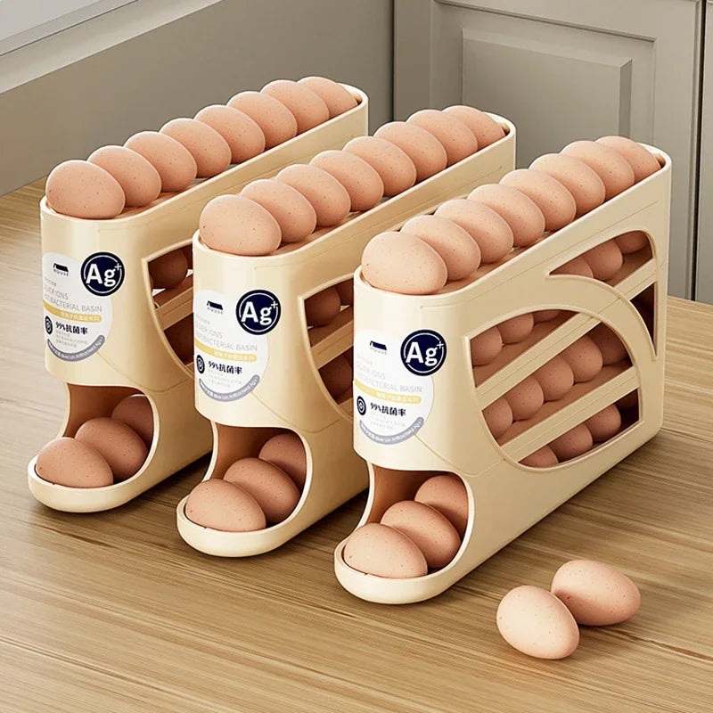 Automatic Rolling Tier Egg Holder Dispenser Refrigerator Egg