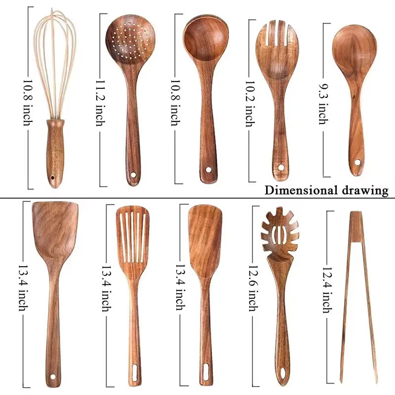 Wooden Utensil Natural Acacia Wood Cooking Utensils Durable
