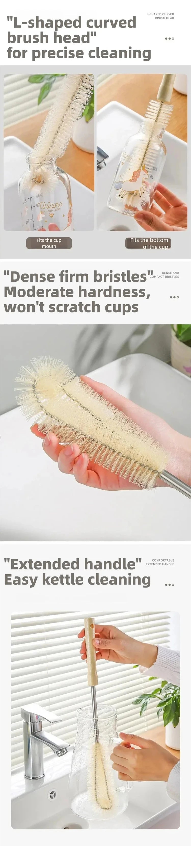 Wooden Bottle Cleaning Brush Long Handle Washing Brush