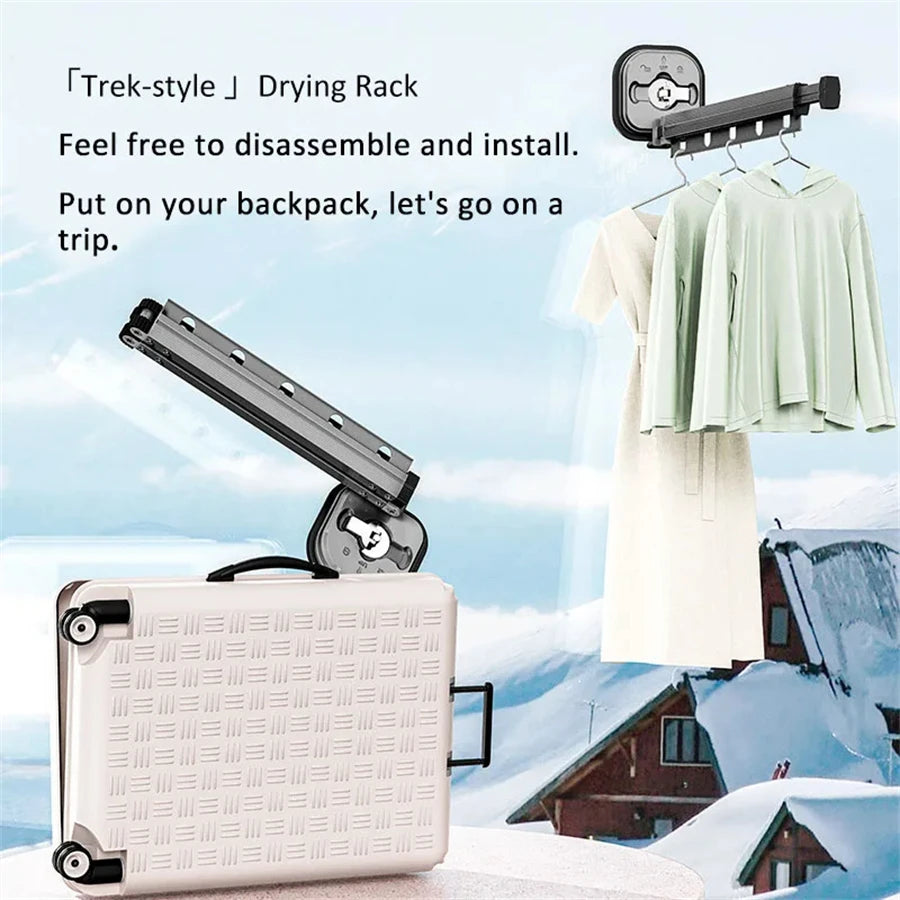 Retractable Drying Rack Suction Cup No Punching Aluminum