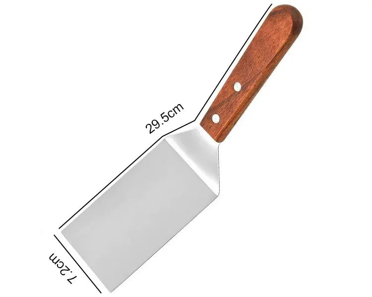 1pc Stainless Steel Wooden Handle Frying Shovel Cooking