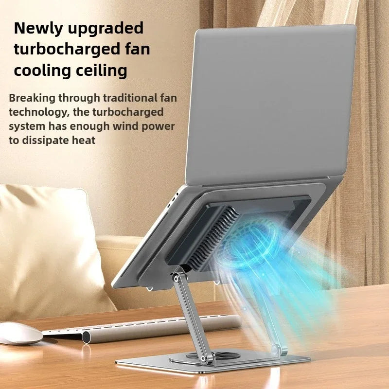 Rotating Laptop Cooling Rack Fan Elevated Cooling Base