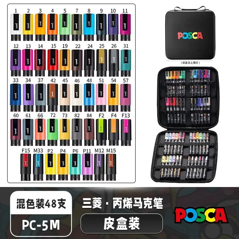 Uni Posca Markers Colors Pc-1m/3m/5m Acrylic Gift Box
