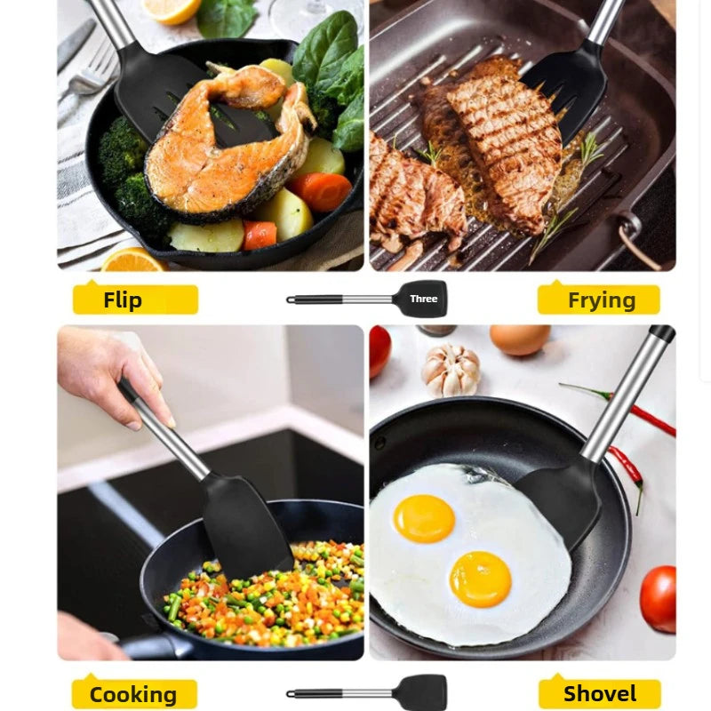 1/2pcs Silicone Spatula Heat Resistant Nonstick Steak Spatula