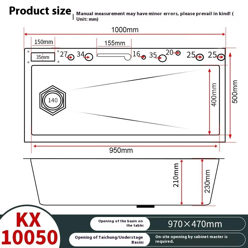 Modern Sinks Stainless Steel Sink Extra Large Slot