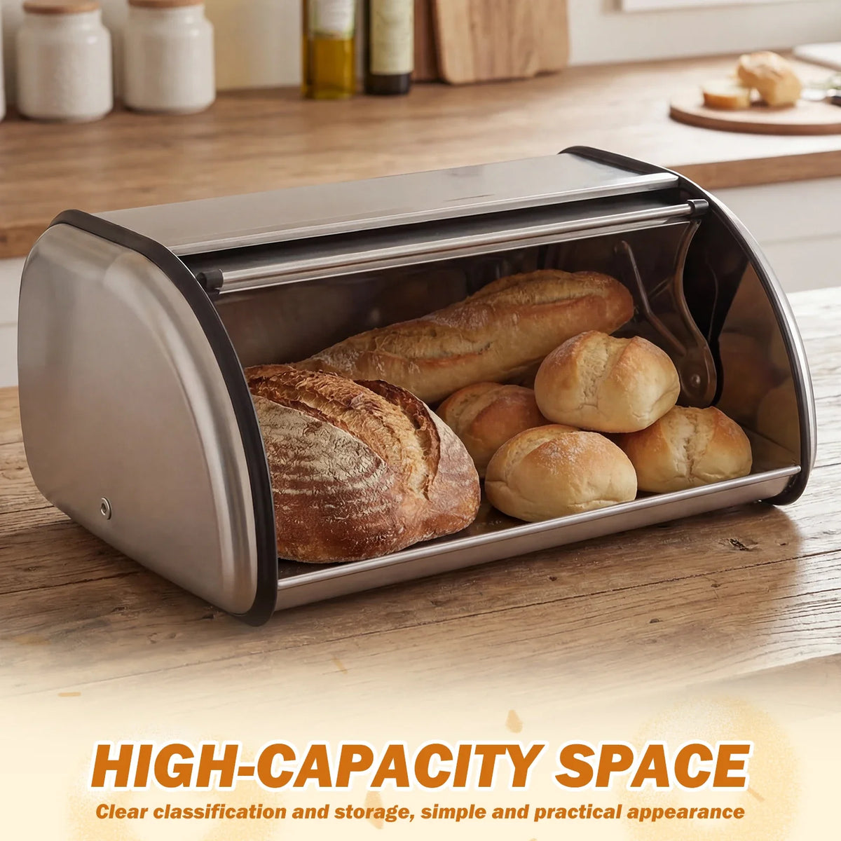 Stainless Steel Bread Box Large Capacity Bread Storage