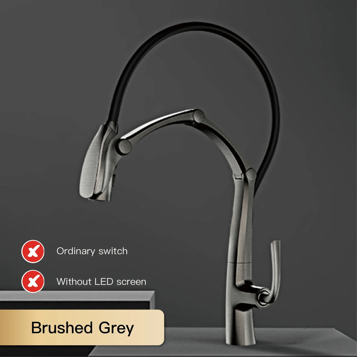Luxury Brass Gun Gray Faucet Digital Display Intelligent