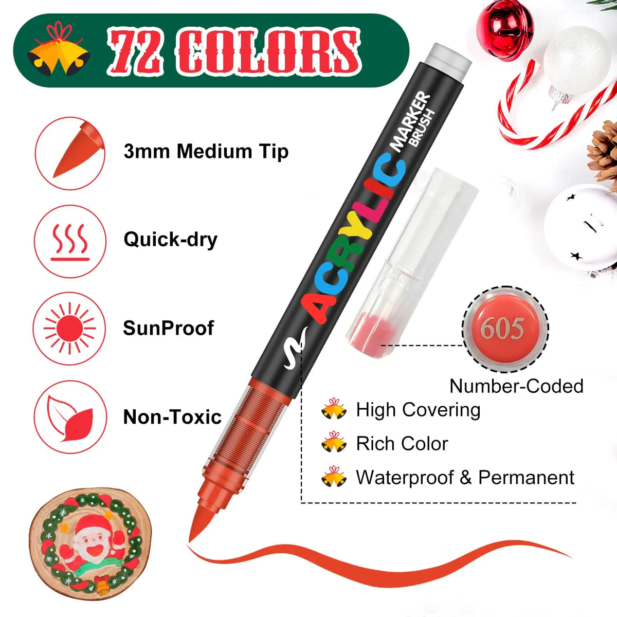 Guangna 168 Colors/Set Brush Tip Acrylic Paint Pens
