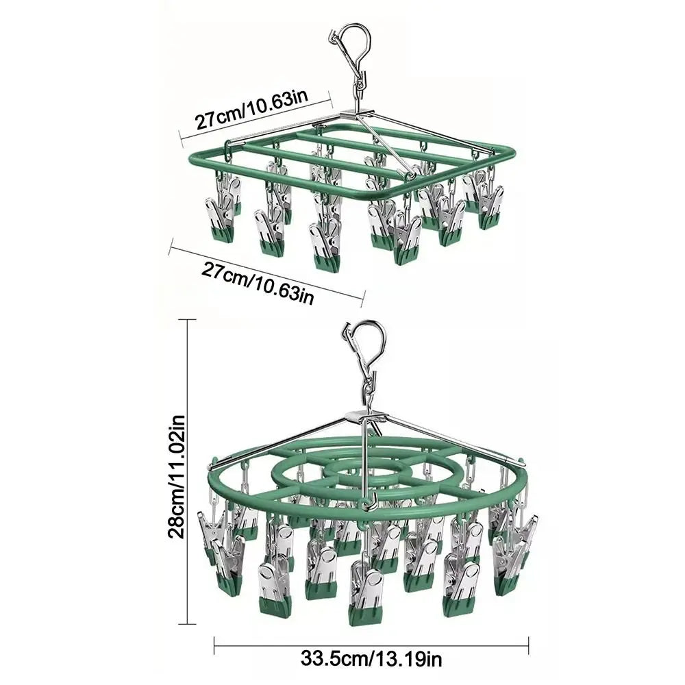 Stainless Steel Clothes Drying Rack Non-Slip 18/24 Clips