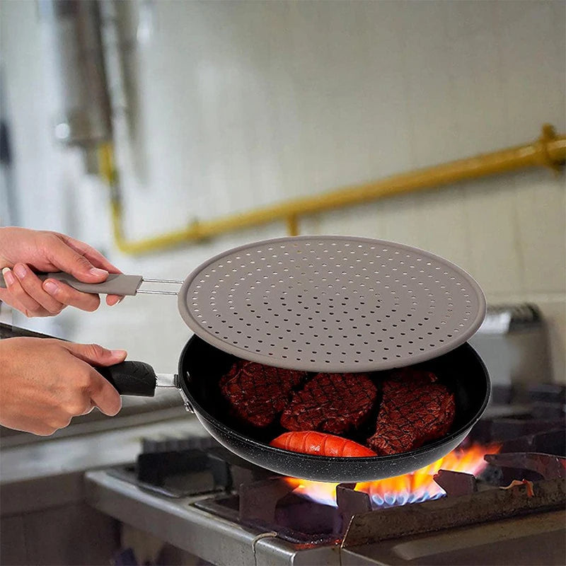 Silicone Splatter Screen Handle Heat-Resisting Oil Splash Guard