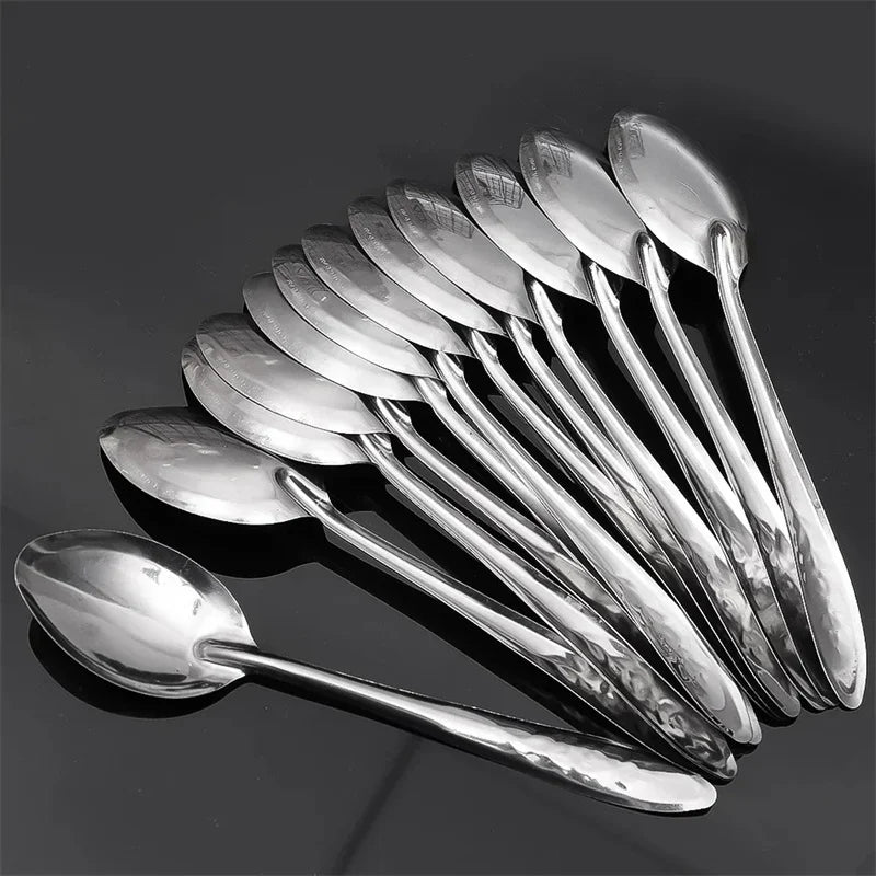 10pcs Stainless Steel Spoon Ramen Noodles Tablespoons Scoop