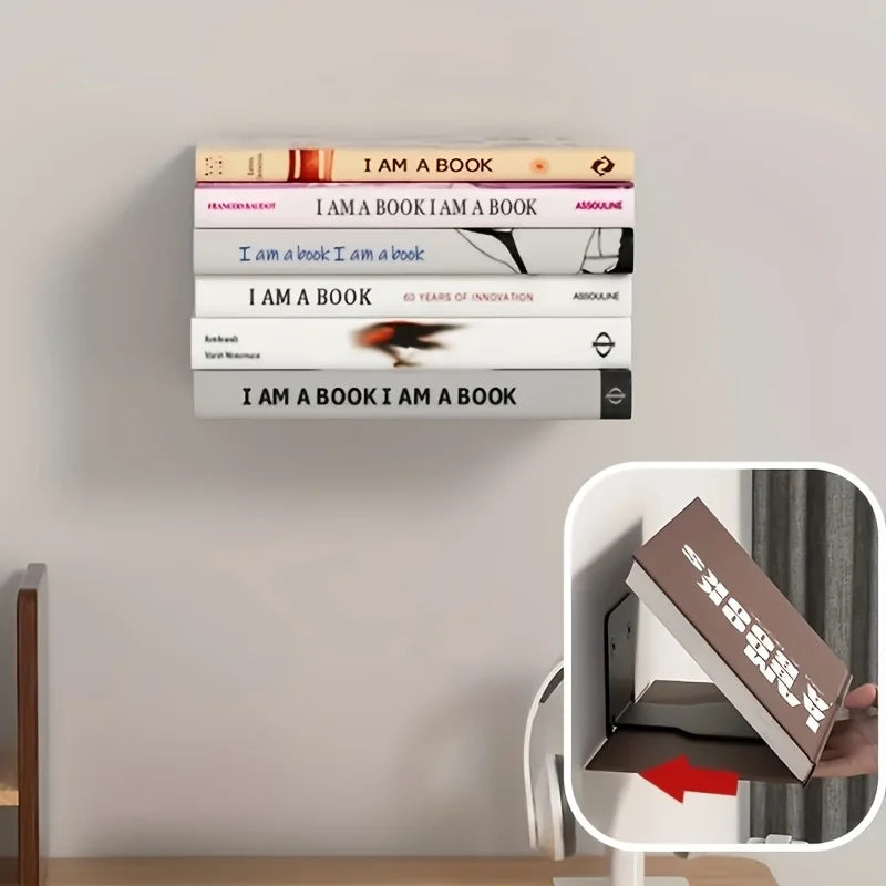 2pcs Invisible Floating Bookshelf Hidden Bookshelf Wall-Mounted