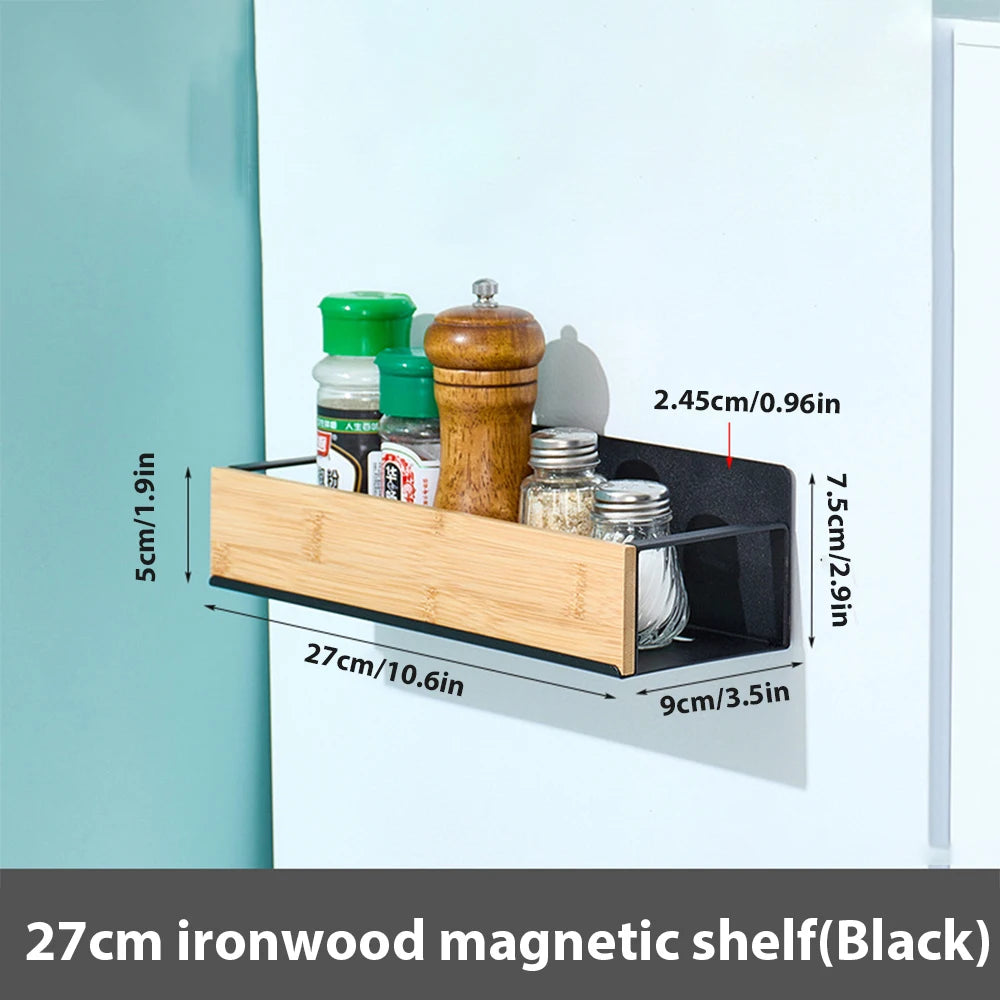 Magnetic Fridge Shelf Spice Storage Rack Black Iron