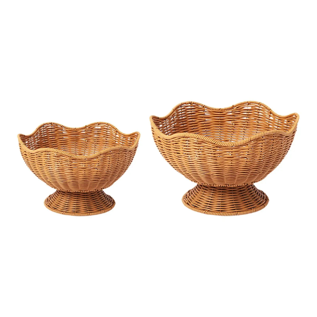 Fruit Basket Hand Rattan Woven Snack Tray Bread
