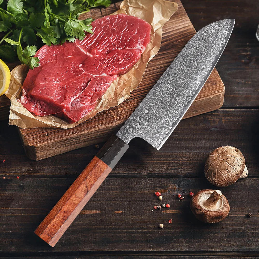 Turwho Santoku Knife Damascus Steel Chef Knives Sharp