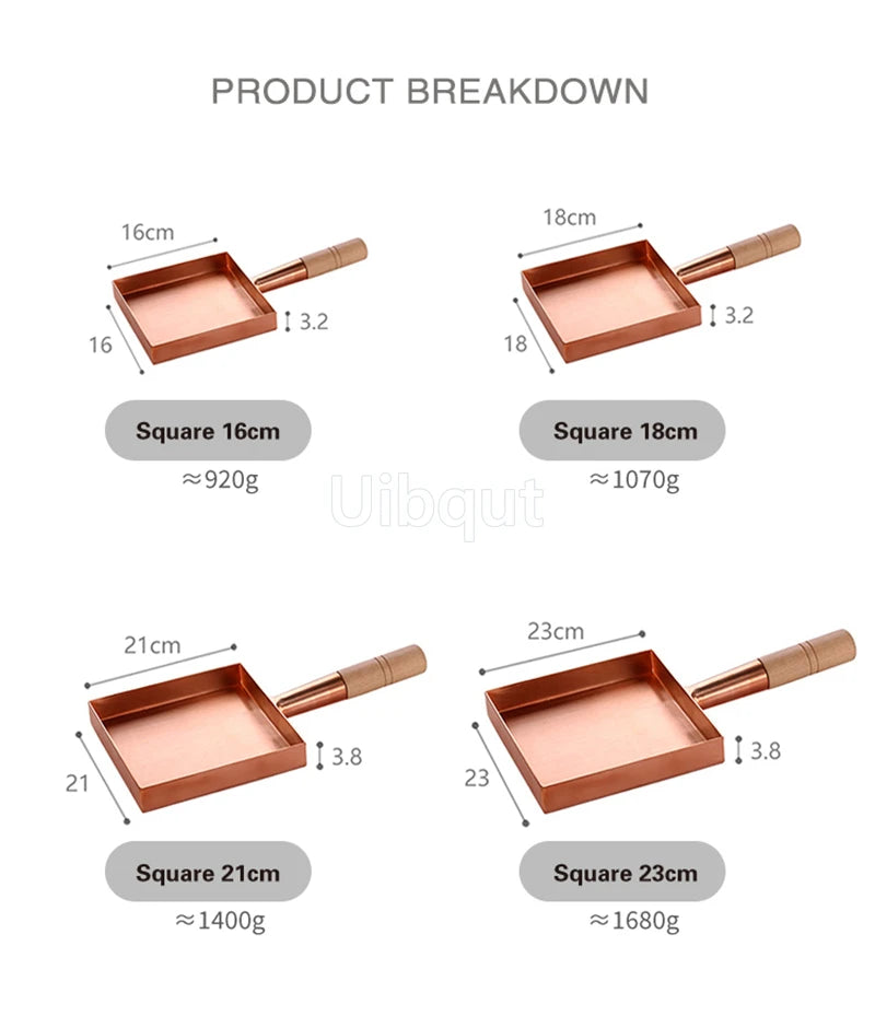 Brass Baking Tray Copper Frying Pan Square Pan