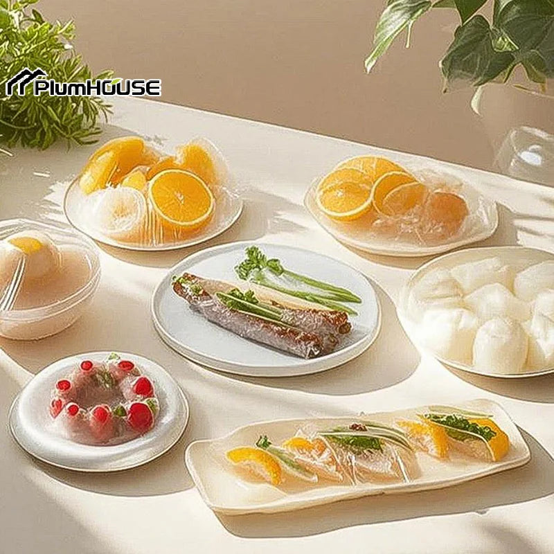 350/500pcs Disposable Food Cover Fruit Food Cover Elastic