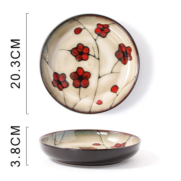 Chinese-Style Ceramic Deep Plate Salad Plate Disc Personality