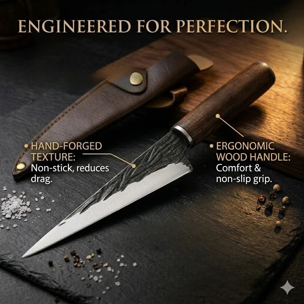 Stainless Steel Boning Knife Slicing Chef Knife Wooden