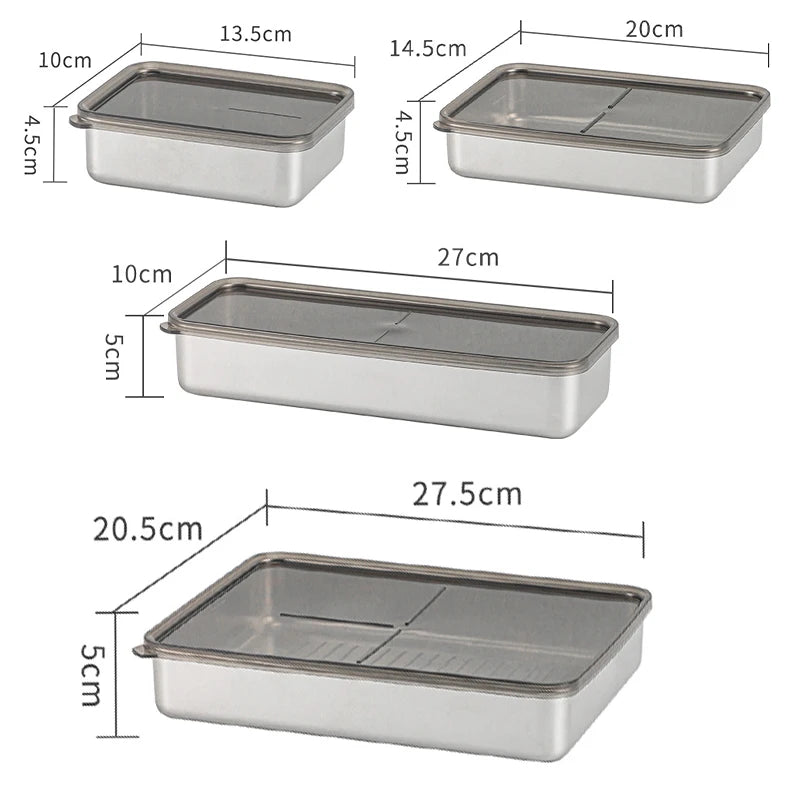 Stainless Steel Food Storage Serving Trays Rectangle Sausage