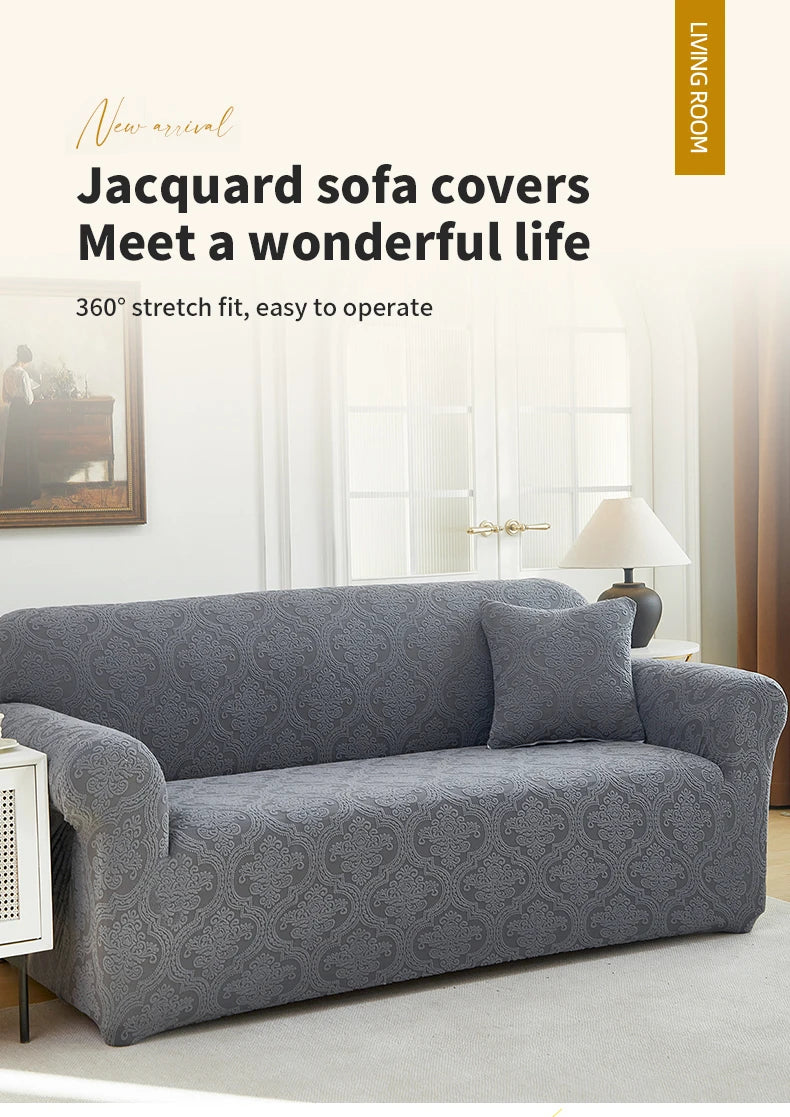 Polar Fleece Jacquard Sofa Cover Royal Floral Pattern